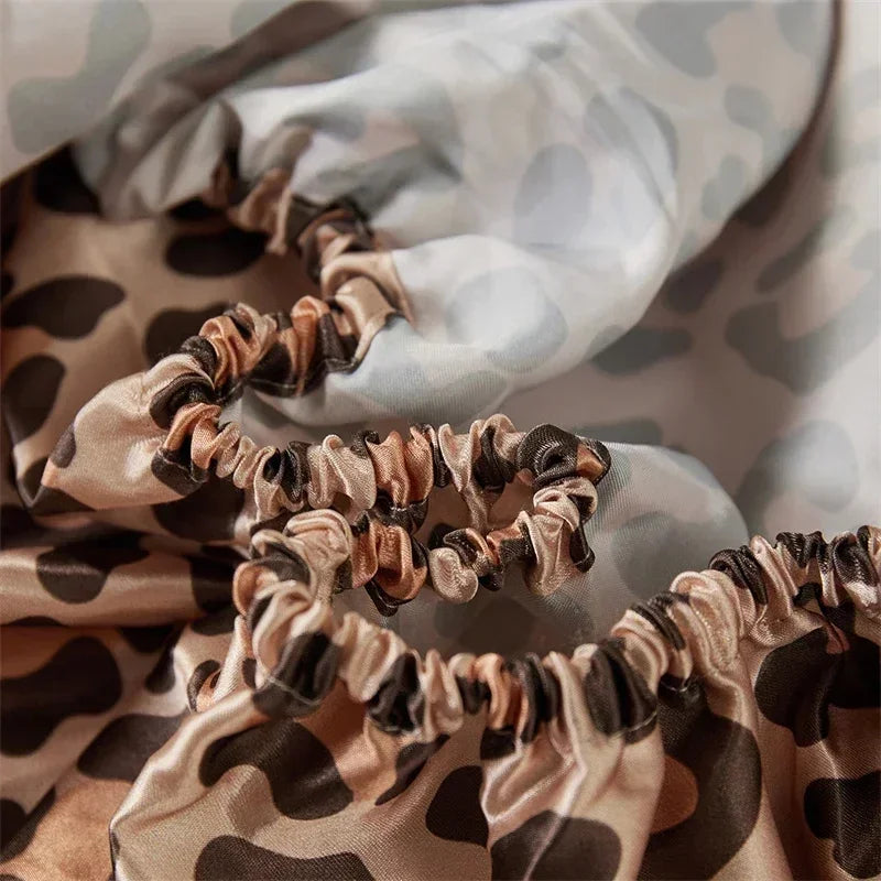DecorBites™ Leopard Print Satin Bedsheet Set King & Queen Sizes