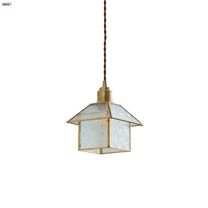DecorBites™ Cube Glass LED Pendant Light: Modern Copper Hanging Lamp for Bedroom, Restaurant, Hallway