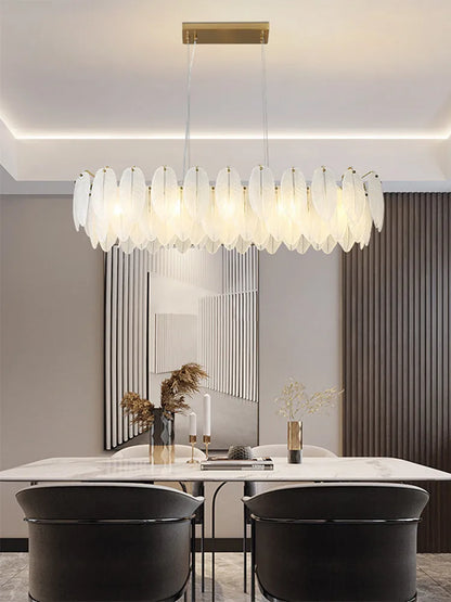Decorbites™ Glas-Feder-Kronleuchter: Luxuriöse Kunst-Dekor-Deckenleuchte für Wohn- und Esszimmer