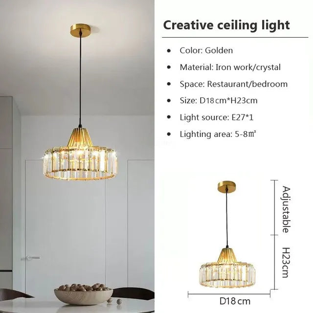 Decorbites™ Kristall-LED-Hängeleuchte: Retro-Gold-Lampenschirm für Wohnzimmer, Schlafzimmer, Esszimmer