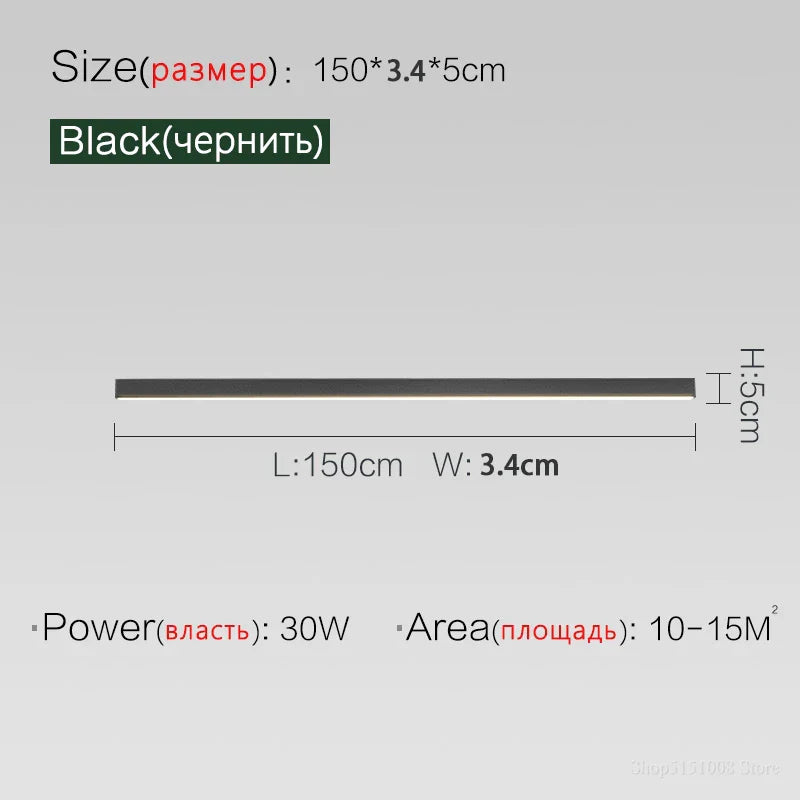 White LED Ceiling Light L150cm Dimmable Remote