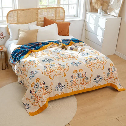 Decorbites™ Boho-Mandala-Baumwolldecke für den Sommer – Doppelseitige weiche Wurfdecke für Betten, Sofas