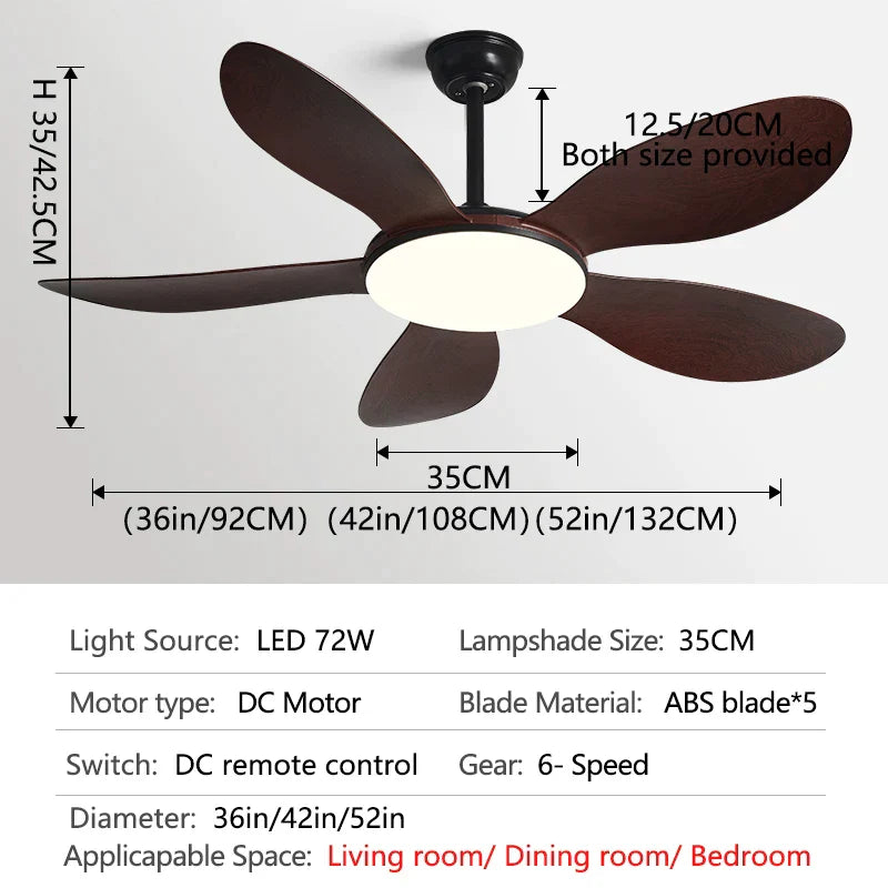 Decorbites™ Schwarzer DC-Deckenventilator mit Licht Starkwind Innenbereich Elektroventilator 2023