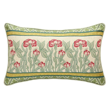 Decorbites™ Französisches Leinen Flachs Lendenkissenbezug Blumen Vögel Druck, Feengrün