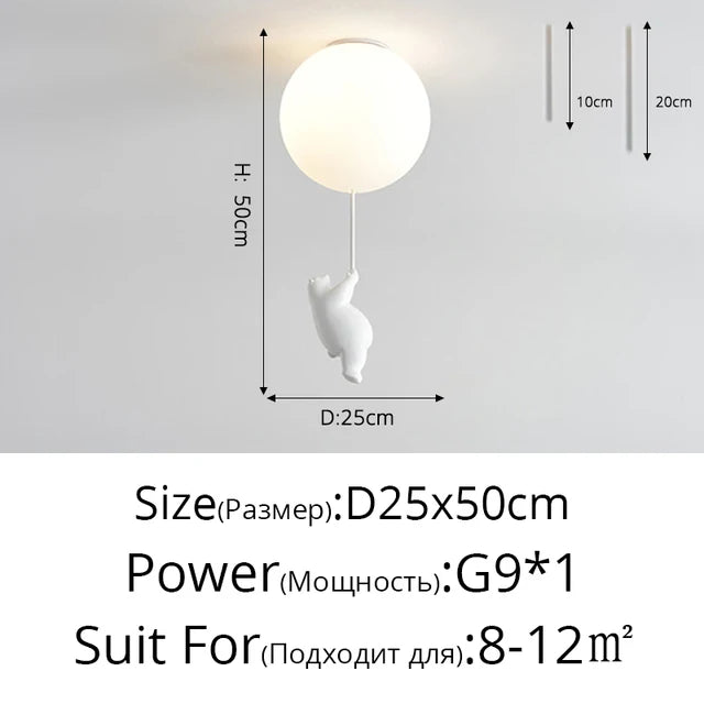 Decorbites™ Kinder-Karikatur-Panda-Eisbär-Deckenleuchte für Jungen- und Mädchen-Schlafzimmer
