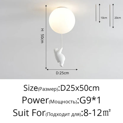 Decorbites™ Kinder-Karikatur-Panda-Eisbär-Deckenleuchte für Jungen- und Mädchen-Schlafzimmer