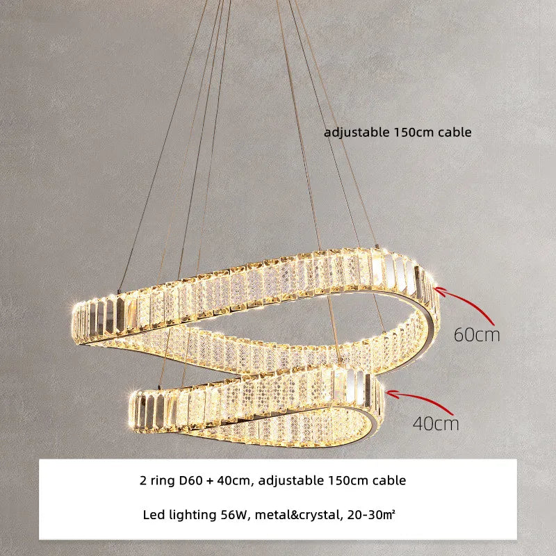 DecorBites™ Crystal LED Pendant Chandelier - Modern Irregular Steel Foyer Lighting