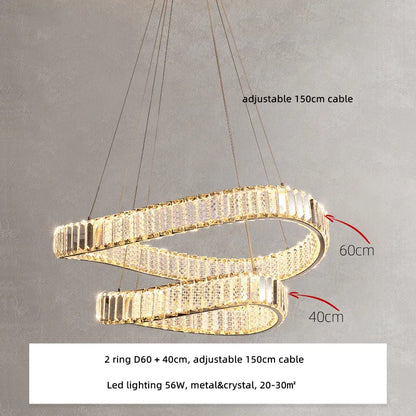 DecorBites™ Irregular Steel & K9 Crystal LED Pendant Chandelier for Foyer, Dimmable Lighting