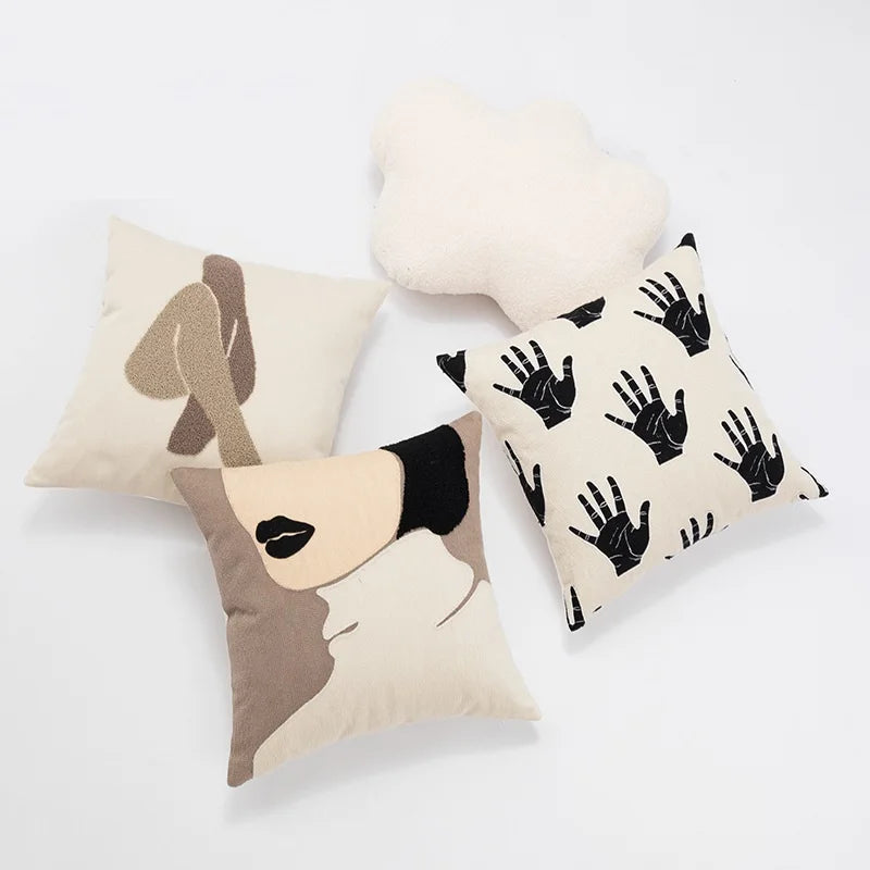 Decorbites™ Bestickte Baumwoll-Kissenbezug im nordischen Ins-Stil, abstraktes Design