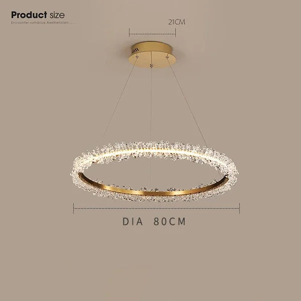 Gold Crystal Ring Chandelier Dia90cm Living Room