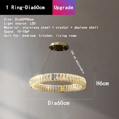 DecorBites™ Crystal Round Ceiling Chandelier LED Pendant for Kitchen Dining Room Villa