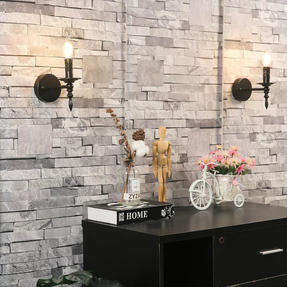 Decorbites™ Eisenkunst-Wandlampe: Retro-Schwarze Kerzen-LED-Wandleuchten für Wohnzimmer, Nachttisch & Flur