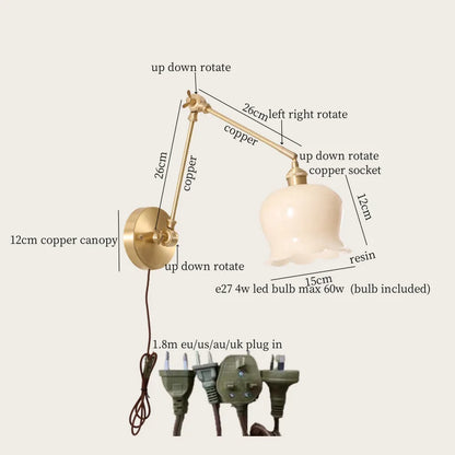 Decorbites™ Cremeharz-LED-Wandleuchten mit Zugschalter – Vintage-Kupfer-Nachttischlampe