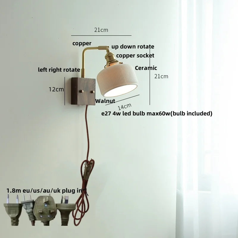 Ceramic Walnut Wall Lamp