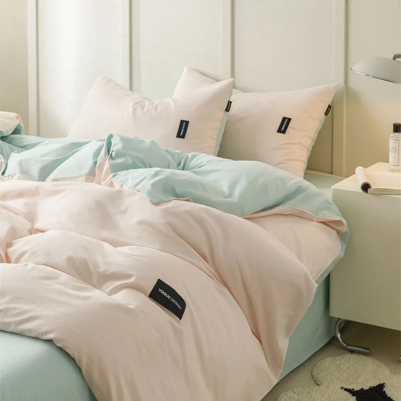 Decorbites™ beidseitiges farbabstimmendes Baumwoll-Bettwäsche-Set für Erwachsene