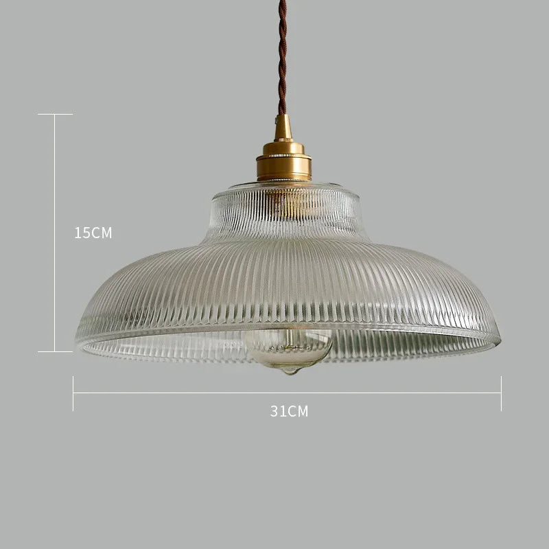 Japanese Brass Semi-Circle Glass Pendant Light