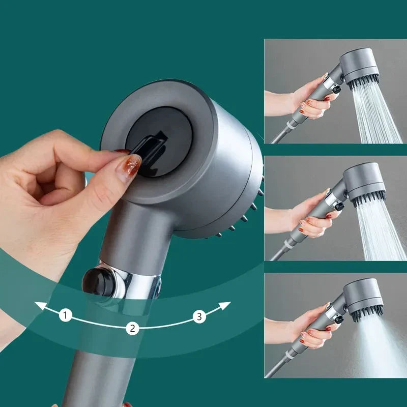 DecorBites™ 3 Modes High Pressure Handheld Shower Head - Water Saving Massage Adjustable