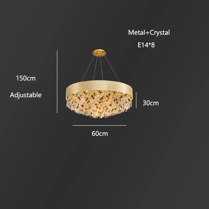 Decorbites™ Rundes Kristall-Leuchter-Pendant-Lampe für Wohnzimmer, Hotelfoyer, Kücheninsel
