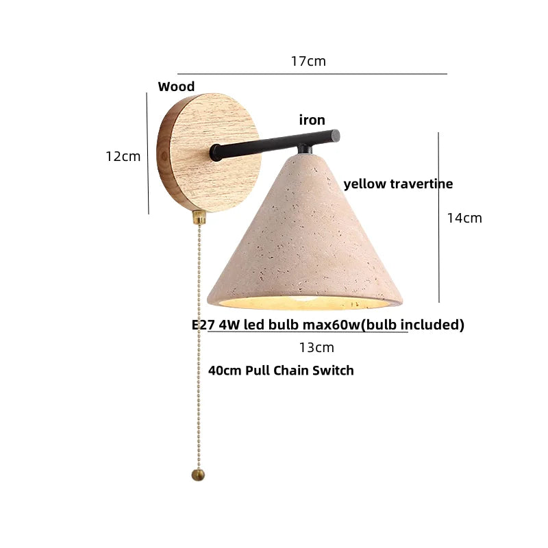 DecorBites™ Iron Yellow Travertine LED Wall Sconce for Bedroom, Bathroom, Mirror Light