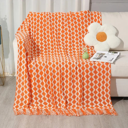 Decorbites™ Gestrickte Blanket mit Troddel-Saum: Gemütliche Wärme für Zuhause, Büro, Sofa und mehr