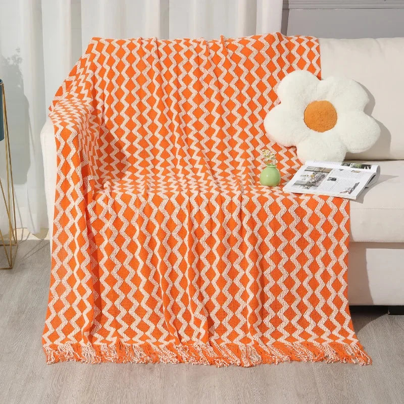 Decorbites™ Gestrickte Blanket mit Troddel-Saum: Gemütliche Wärme für Zuhause, Büro, Sofa und mehr
