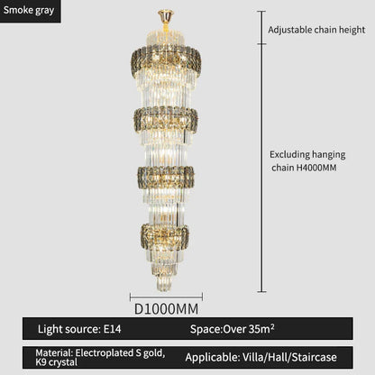 Decorbites™ Elegante Kristall-Hohl-Lang-Lüster für Duplex-Wohnzimmer und Treppenhaus