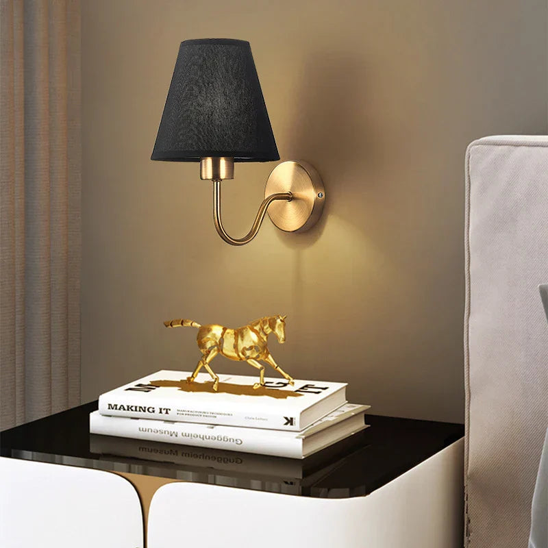 DecorBites™ Gold Fabric Wall Lamp for Modern Nordic Style Living Spaces