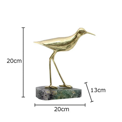 Decorbites™ Goldene Messingvogel auf Marmorsockel Schreibtischornament Statuen-Kunstwerk Dekoration