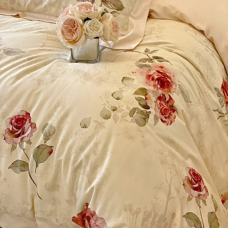 Decorbites™ Französisches Vintage-Rosen-1000TC-Ägyptische-Baumwoll-Bettwäsche-Set
