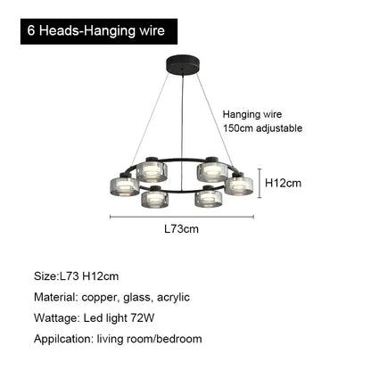Decorbites™ Glas-LED-Kronleuchter: Modernes minimalistisches Kupfer-Pendant-Licht für Wohnzimmer und Schlafzimmer