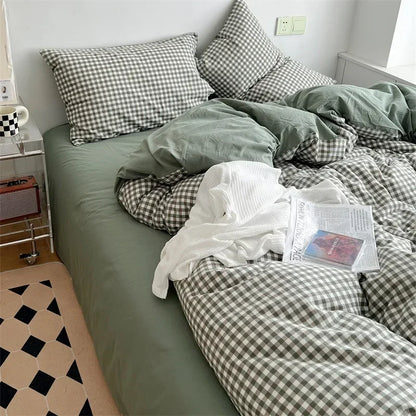 Decorbites™ Japanischer Stil Baumwollbedrucktes 4-teiliges Bettwäsche-Set mit beidseitigem Design