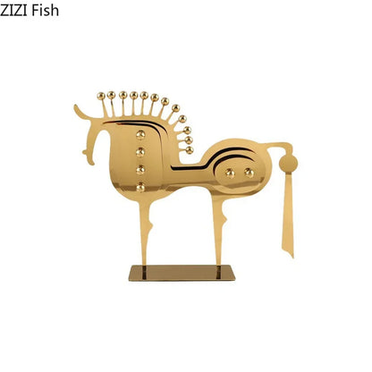 Decorbites™ Goldener Pferde-Metall-Tierskulptur Schreibtisch-Dekoration