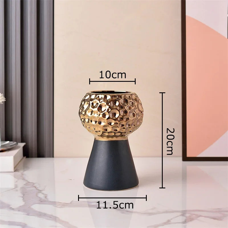 Gold Hammer Ceramic Vase