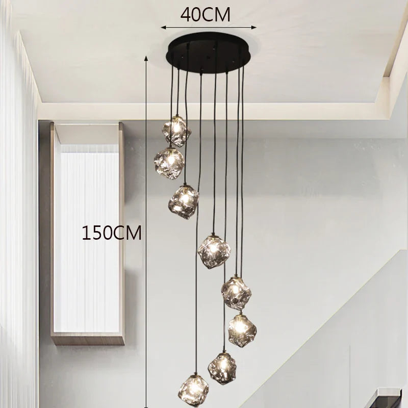 Black Modern LED Chandelier 19-Head Smoky Grey