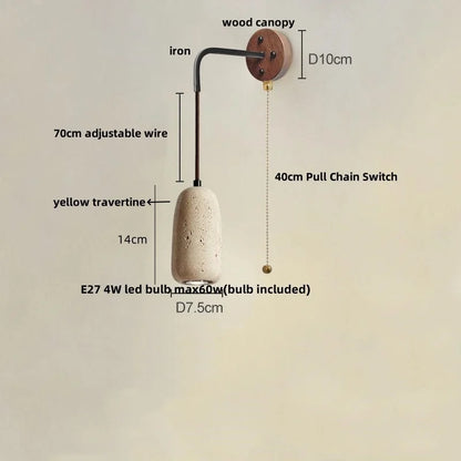 Decorbites™ LED Gelbe Travertin-Stein-Wandlampe – Nordisch Moderne Treppenbeleuchtung