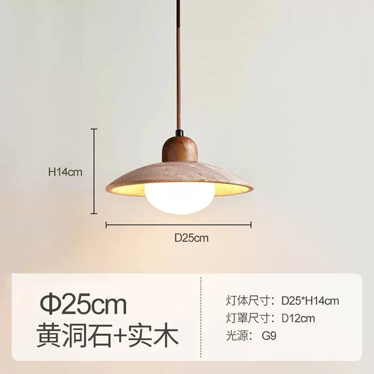 Decorbites™ Japanisches Holzturm-Stein-Hängeleuchte, Wabi-Sabi-Stil Gelber Hohlstein-Lampe