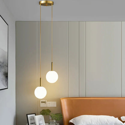 Nordic Glass Globe Pendant Light in Gold and White