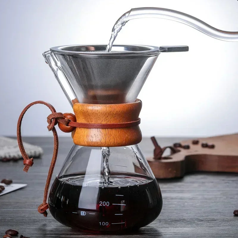 Decorbites™ Glas-Kaffeekanne mit Stahlsieb-Tropffilter für Barista-Pour-Over