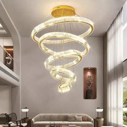 Decorbites™ Golden Crystal Kronleuchter: Nordisch Modern Luxuriöser LED-Hängender Halo für das Wohnzimmer