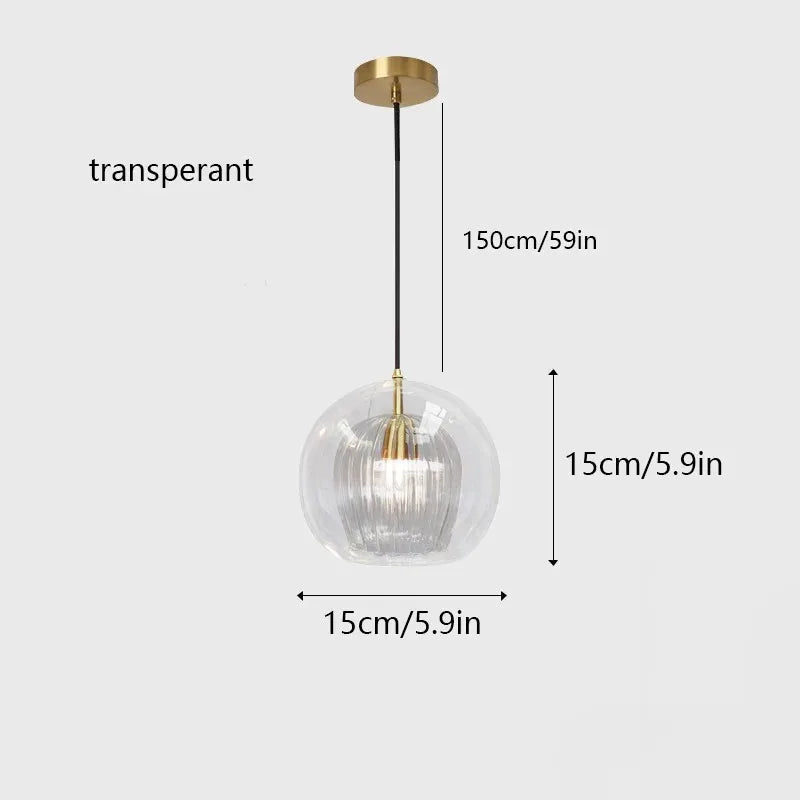 Nordic Glass Pendant Light in Amber or Clear