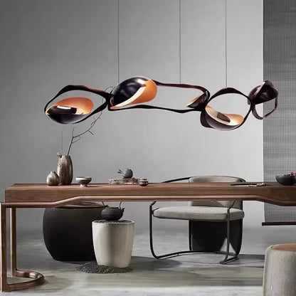 Modern Crystal Linear Pendant Light in Painted Iron