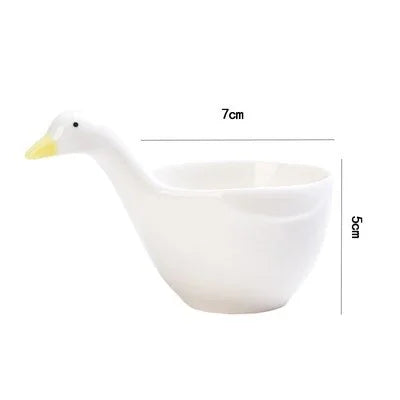 Decorbites™ Kleine Gänse-Keramik-Snackschüssel mit Henkel für Kinder, Dessert, Sauce