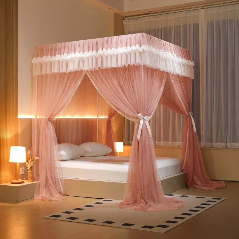 Decorbites™ Koreanische Prinzessin-Rechteck-Überdachung mit Farbblockfalten & Halterung