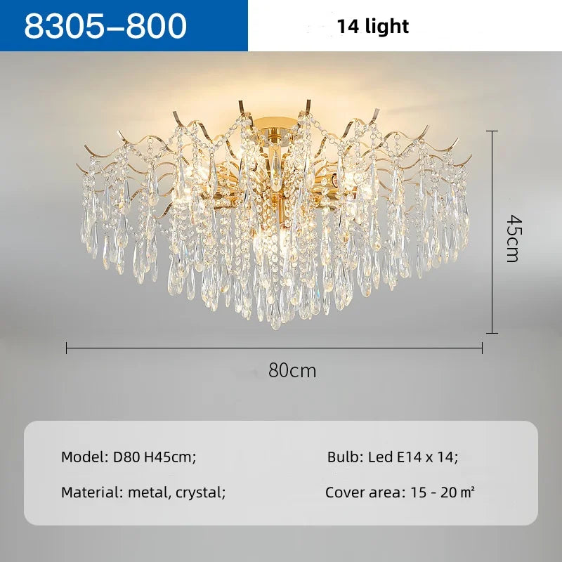Decorbites™ K9 Kristall Gold Kronleuchter Deckenleuchte | Schlafzimmer Heimdekoration LED Deckenlampe
