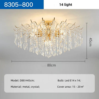 Decorbites™ K9 Kristall Gold Kronleuchter Deckenleuchte | Schlafzimmer Heimdekoration LED Deckenlampe