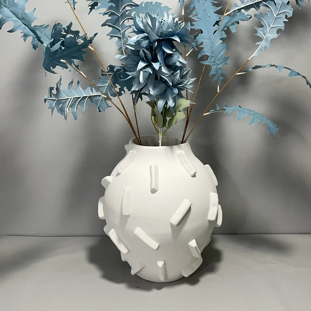 Decorbites™ Geometrische Block-Keramikvase - Abstrakte Blumenarrangement - Heimdekoration Handwerkskunst