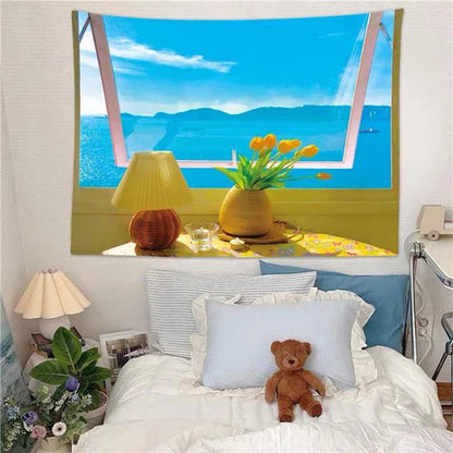 Decorbites™ Träumerische Fensterlandschaft Wandbehang für Raumdekoration