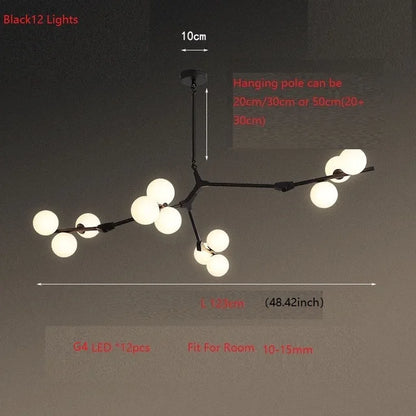 DecorBites™ Glass Balls LED Chandelier: Molecular Living Decoration, Modern Branches Pendant Lighting Fixtures.