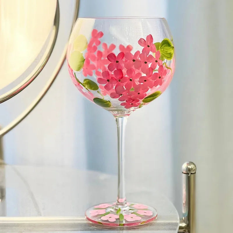 Decorbites™ Kristall-Handbemalter Blumen-Weinkelch - Chinesisches Antikes Rotweinglas