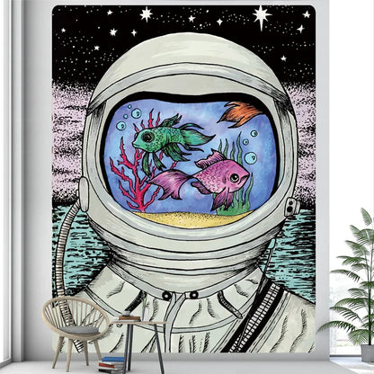 DecorBites™ Futuristic Astronaut Tapestry Wall Hanging - Boho Room Decor for Hip Beach Vibe